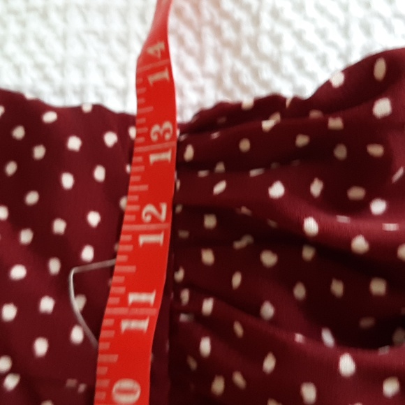 By Together Burgundy Strapless Polka-Dot Fit n Flare Midi Small - Picture 5 of 6